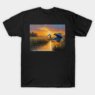 Blue Heron in a Marsh T-Shirt